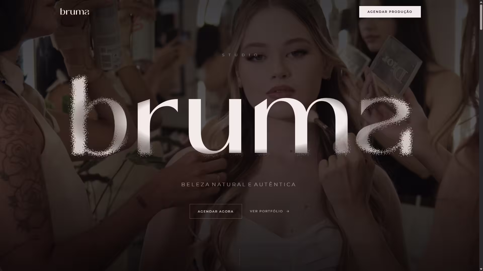 Landing page criada pela Marine Studio para Studio Bruma — Studio de Maquiagem Alto Padrão (Slide Primário)