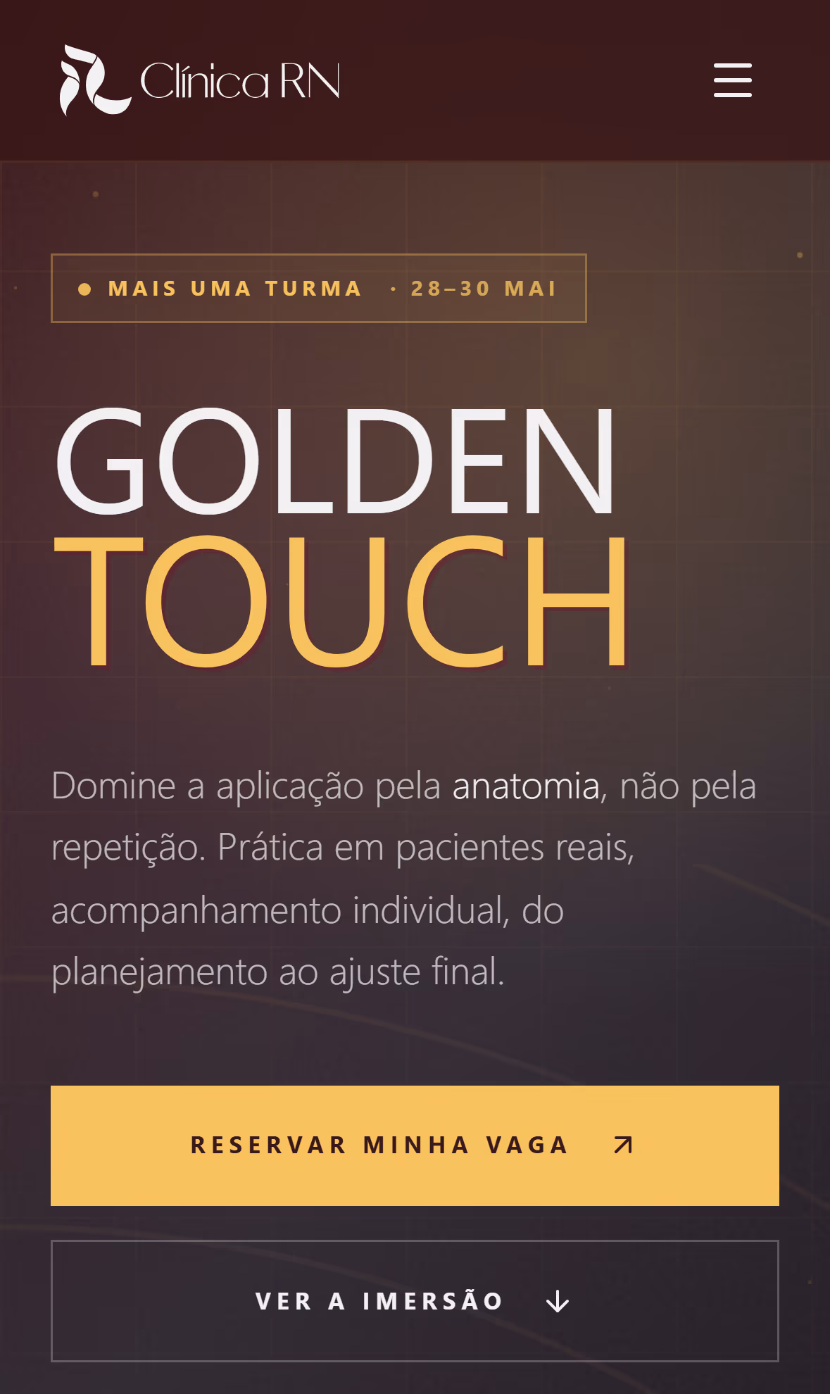 Landing page criada pela Marine Studio para Golden Touch - curso de estética avançada por Dra. Renata Navarro