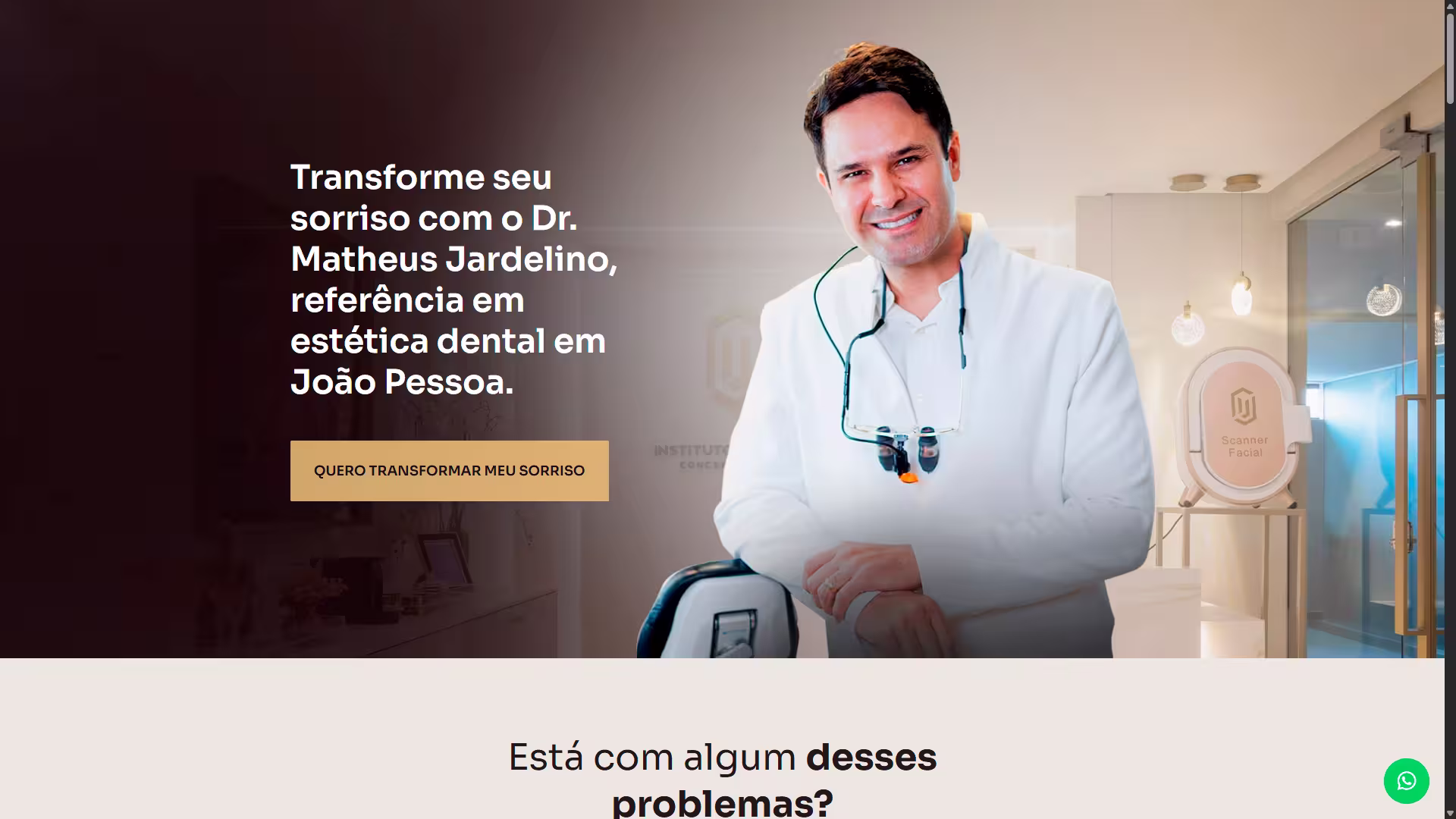 Landing page criada pela Marine Studio para Matheus Jardelino — Autoridade em Estética Dental (Slide Primário)